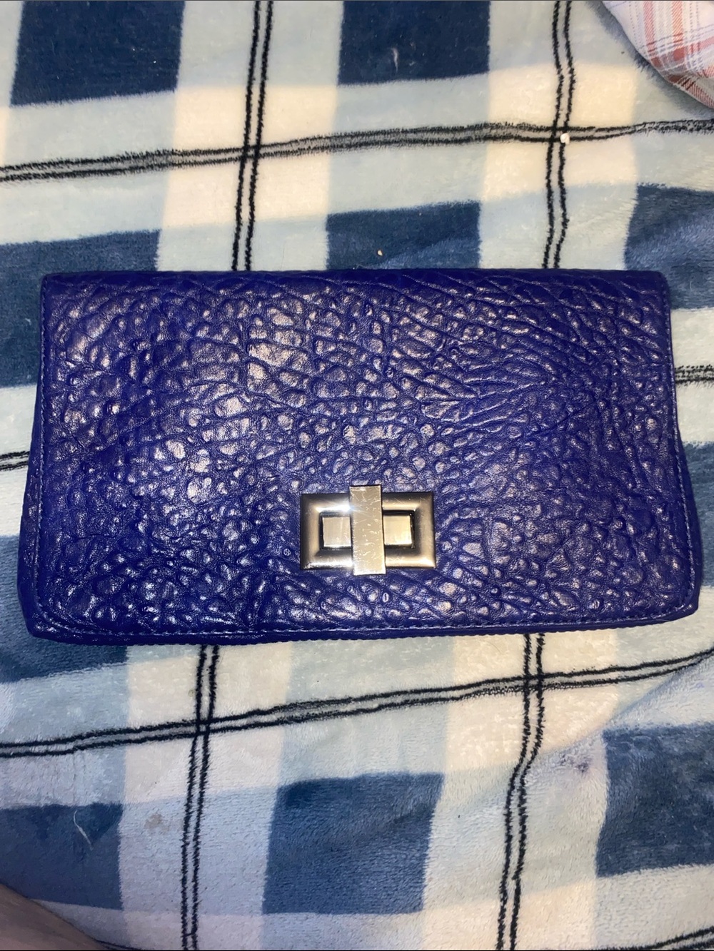 Shiraleah Electric Blue Textured Clutch with Silver Turn-Lock